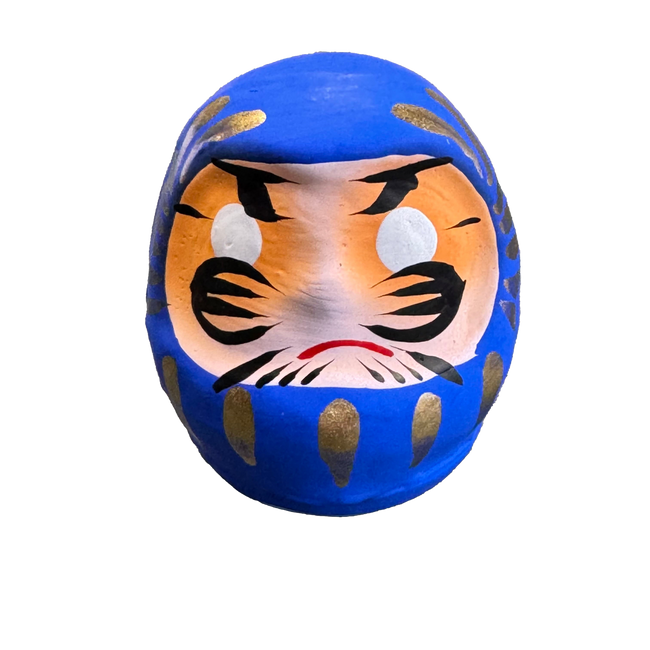 Vrijstaande blauwe Daruma-pop van 6 cm