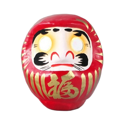 Vrijstaande rode Daruma-pop van 12 cm