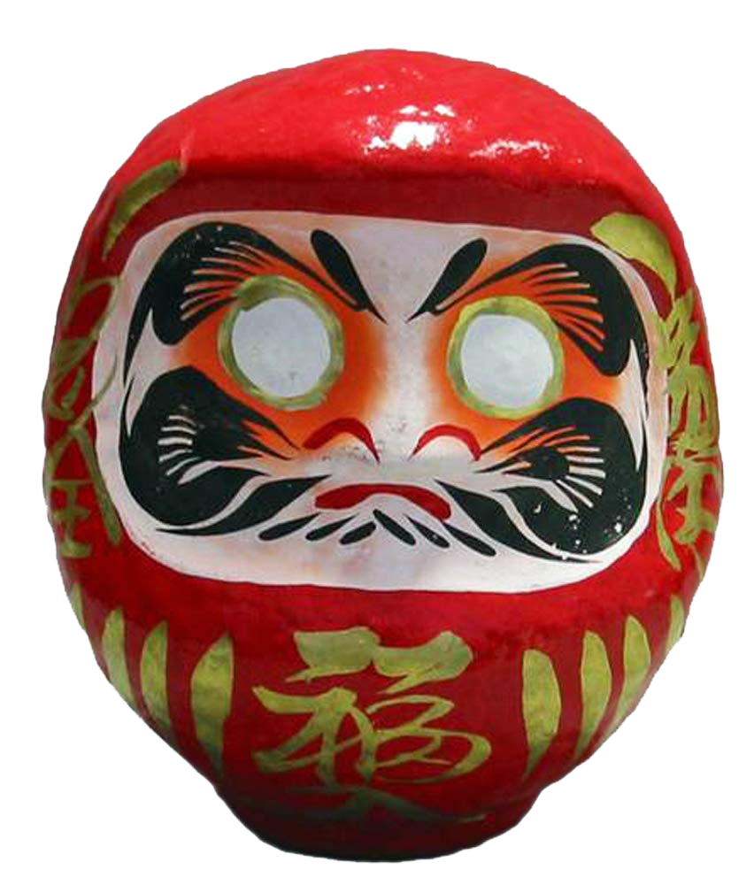 Vrijstaande rode Daruma-pop van 15 cm