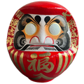 Vrijstaande rode Daruma-pop van 51 cm