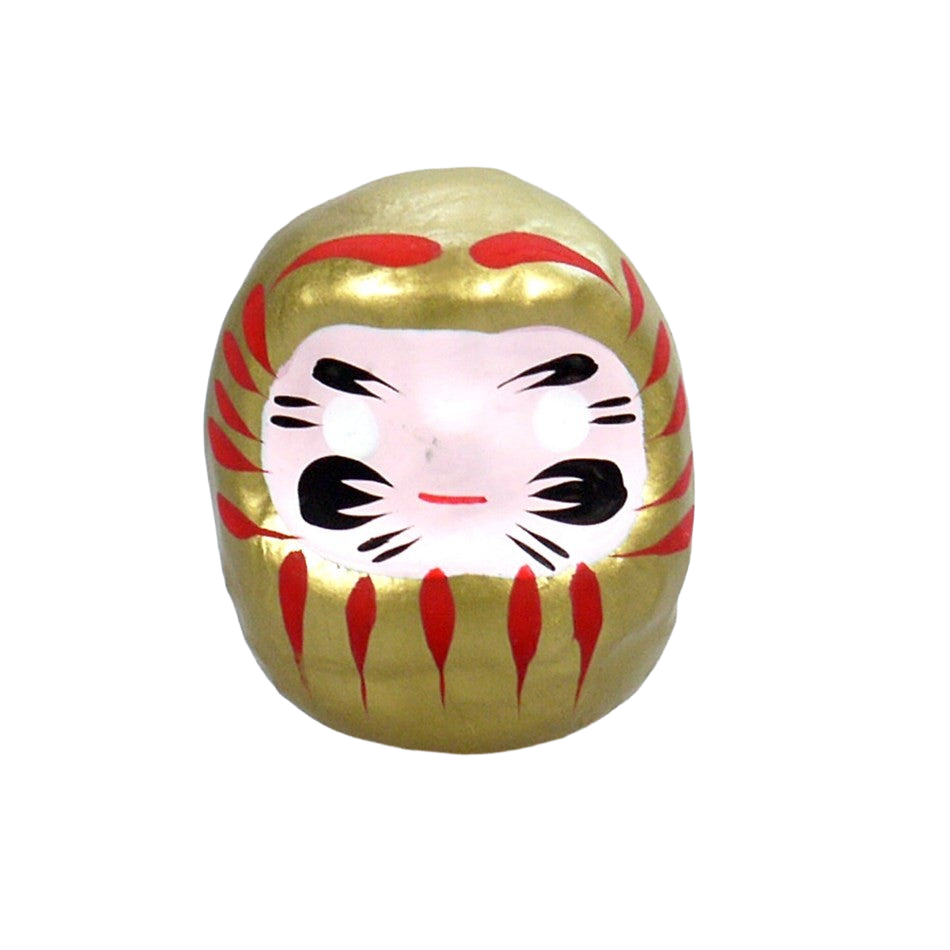 Vrijstaande gouden Daruma-pop van 5 cm