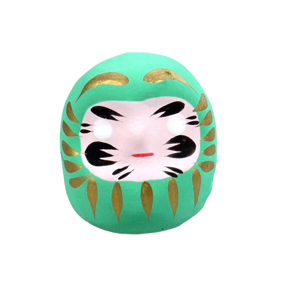 Vrijstaande groene Daruma-pop van 5 cm
