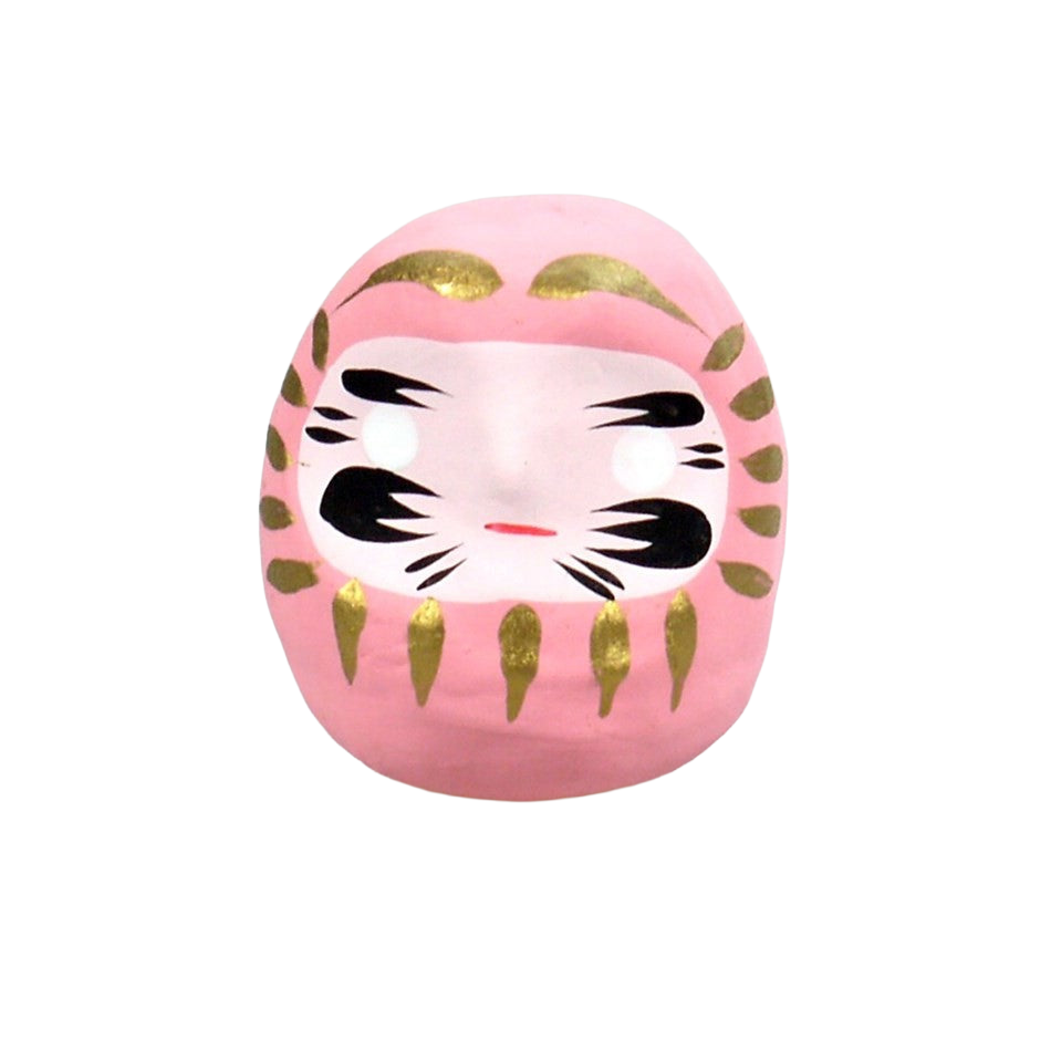 Vrijstaande roze Daruma-pop van 5 cm