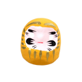 Vrijstaande gele Daruma-pop van 5 cm
