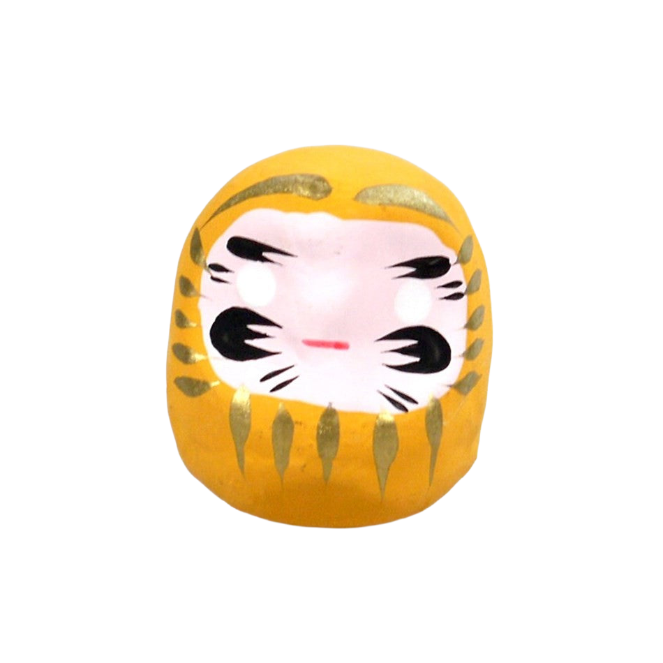 Vrijstaande gele Daruma-pop van 5 cm