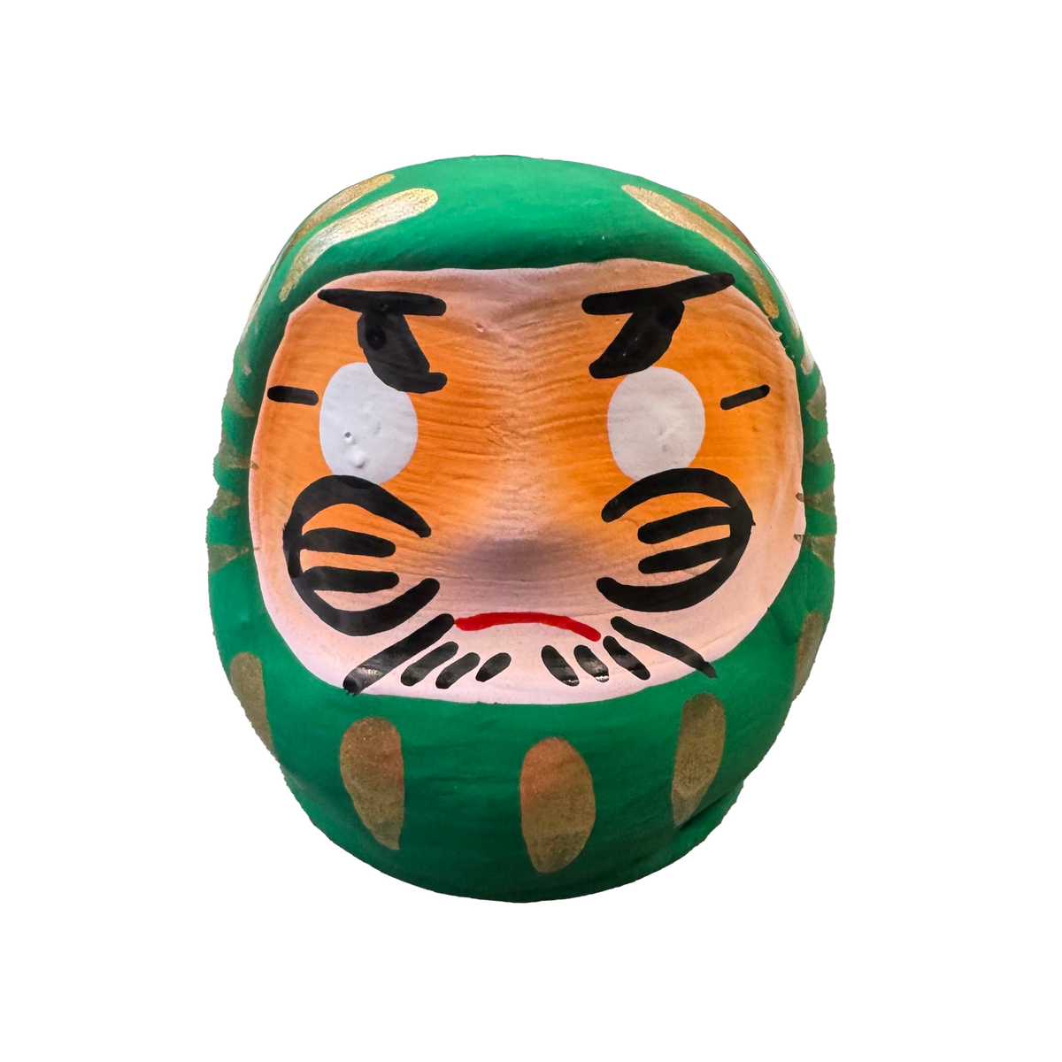 Vrijstaande groene Daruma-pop van 6 cm