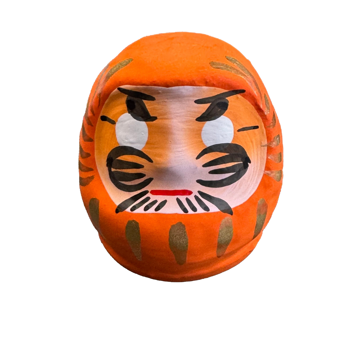 Vrijstaande oranje Daruma-pop van 6 cm