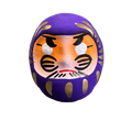 Vrijstaande paarse Daruma-pop van 6 cm