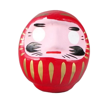 Vrijstaande rode Daruma-pop van 9 cm