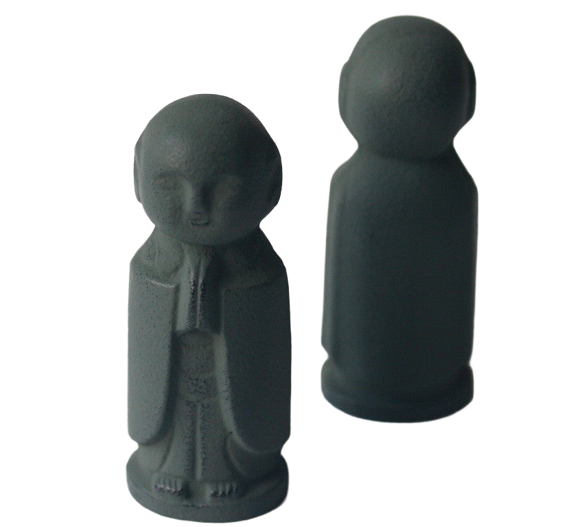 Jizo beeldje voor- en achterzijde vrijstaand