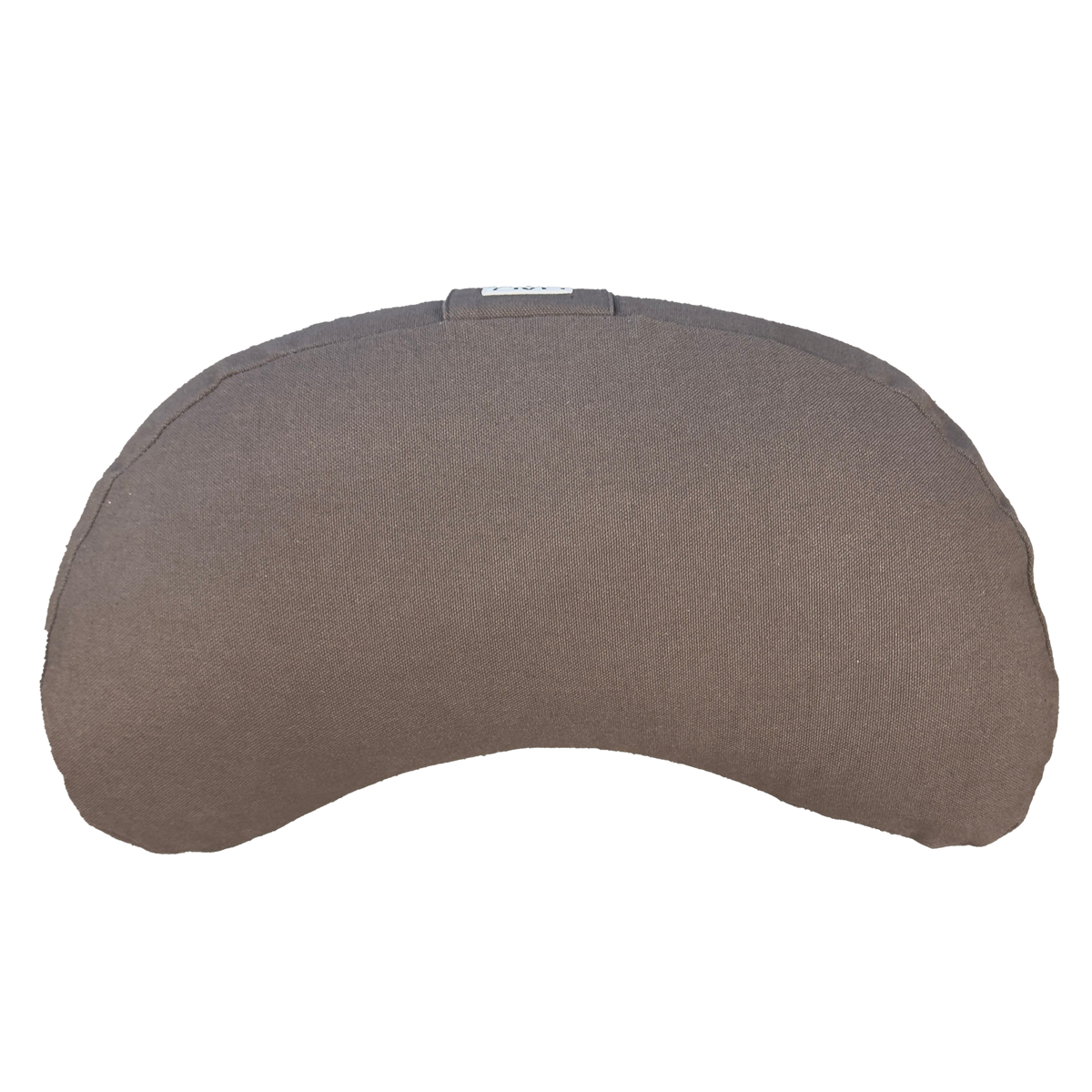 Meditatiekussen Organic Basic halve maan taupe, achterzijde, vrijstaand