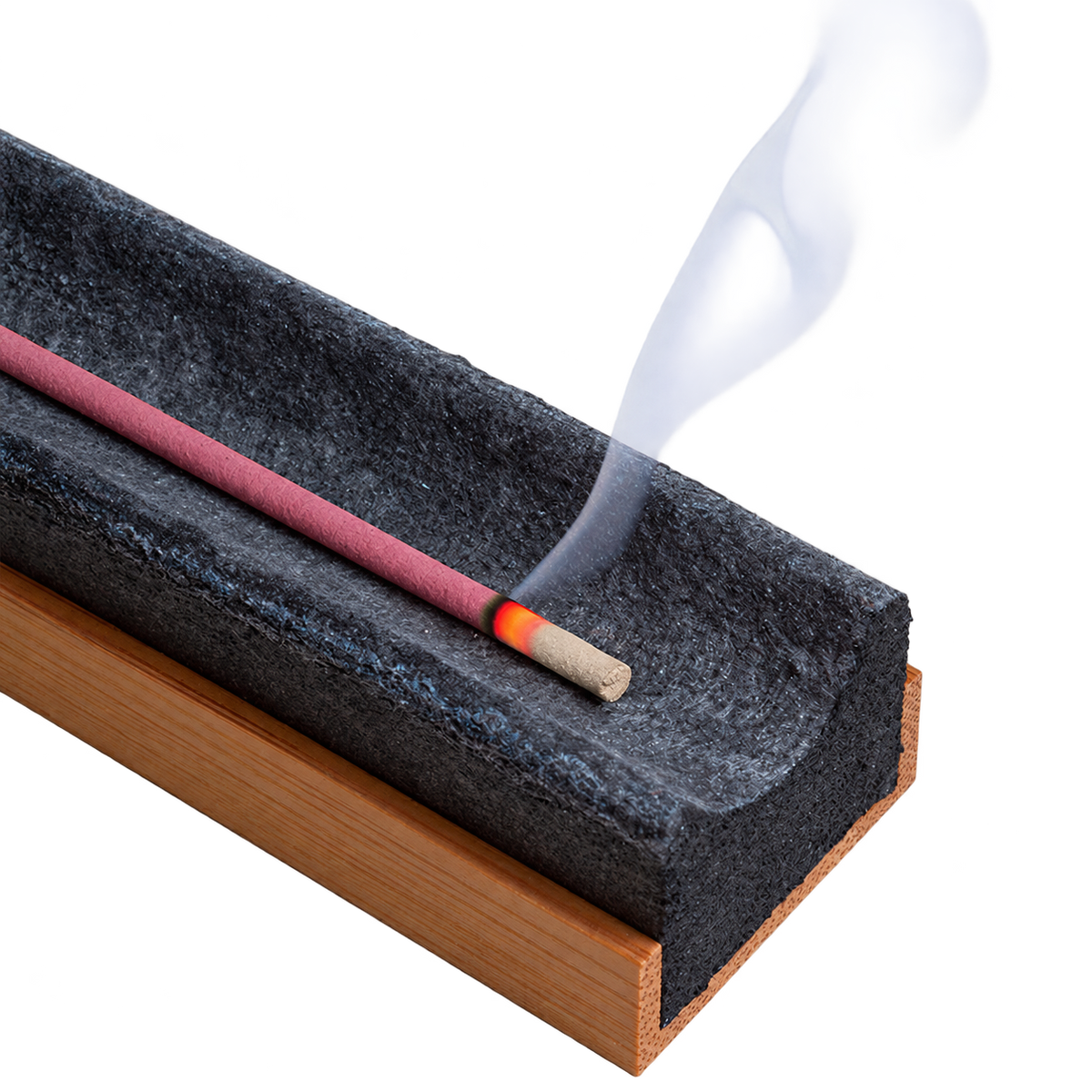 Wierookhouder Takuba 9 cm met brandende wierook, vrijstaand