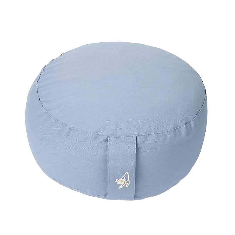 Meditatiekussen rond blauw biokatoen – vrijstaand